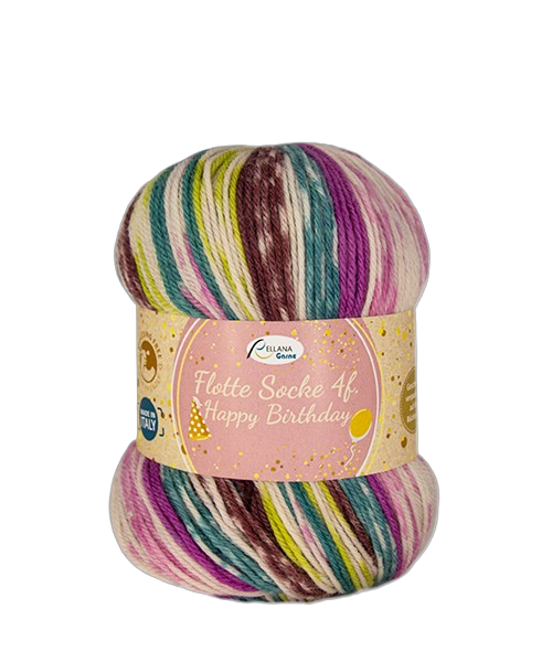 Rellana Rellana Flotte Socke 4f Happy Birthday – Feestelijk sokkengaren voor elk project 🎉