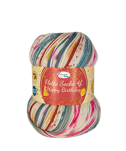 Rellana Rellana Flotte Socke 4f Happy Birthday – Feestelijk sokkengaren voor elk project 🎉