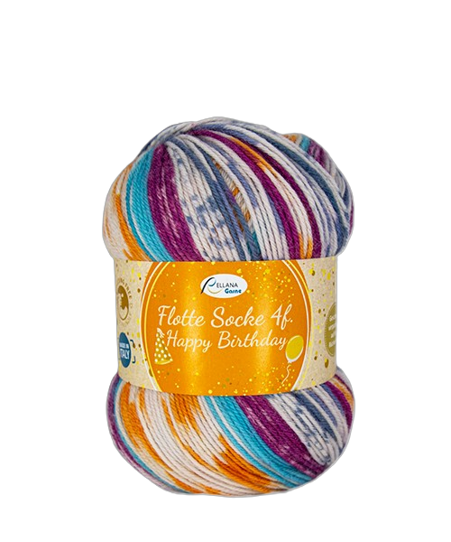 Rellana Rellana Flotte Socke 4f Happy Birthday – Feestelijk sokkengaren voor elk project 🎉