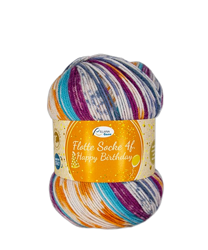 Rellana Rellana Flotte Socke 4f Happy Birthday – Feestelijk sokkengaren voor elk project 🎉