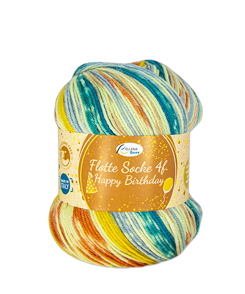 Rellana Rellana Flotte Socke 4f Happy Birthday – Feestelijk sokkengaren voor elk project 🎉