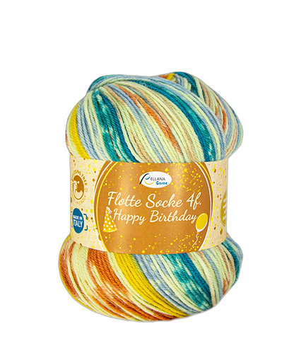 Rellana Rellana Flotte Socke 4f Happy Birthday – Feestelijk sokkengaren voor elk project 🎉